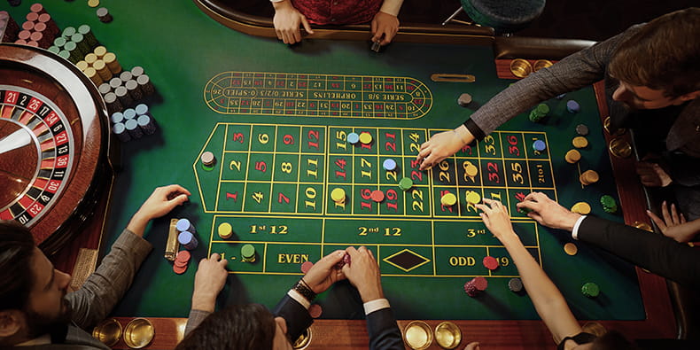 Four Corner Bets on an European Roulette Betting Table