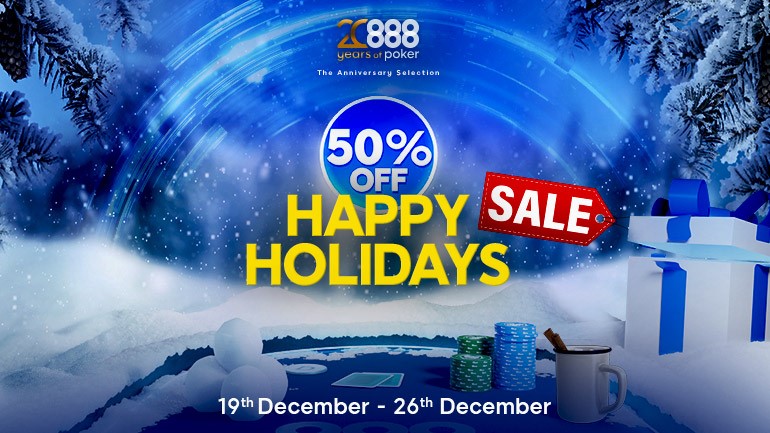 Get 50% Off Your Favorite 888poker Tournaments with the Happy Holidays Sale