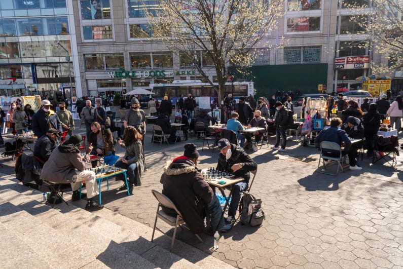 People playing chess in New York
