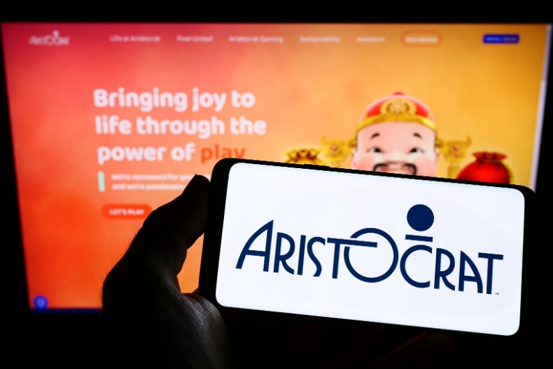 Aristocrat logo on a phone