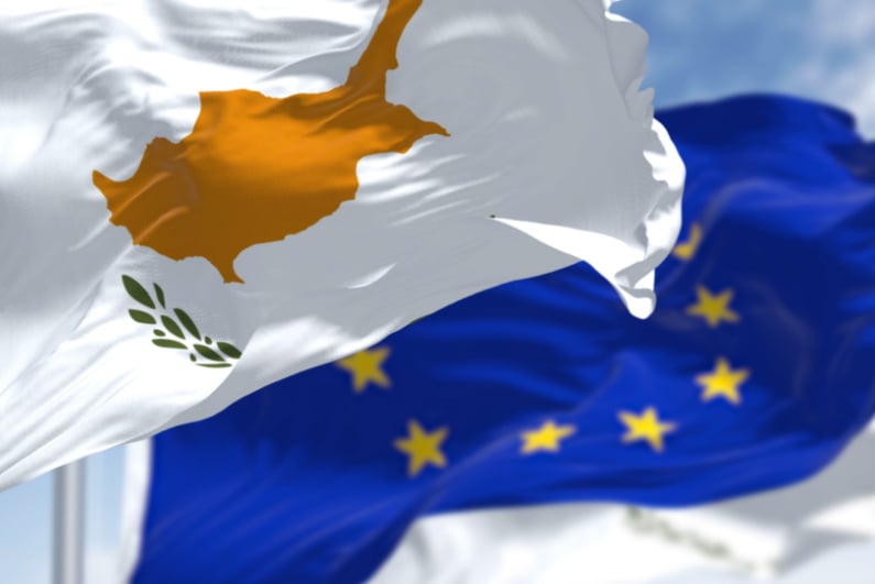 Cyprus and European Union flags