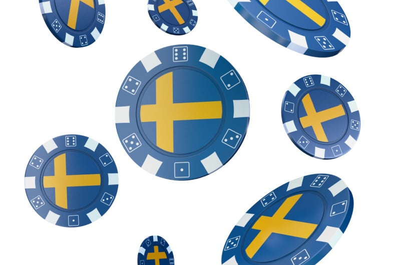 Casino chips with Sweden flag design