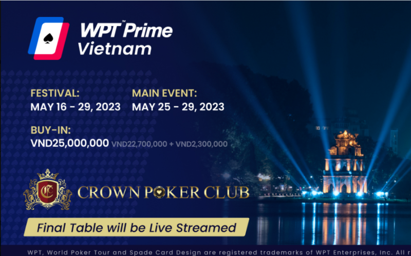 WPT Prime Series at Crown Poker Club in Vietnam Kicks Off May 16