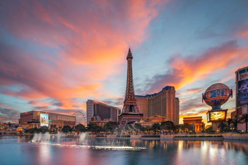 Paris Las Vegas at sunset