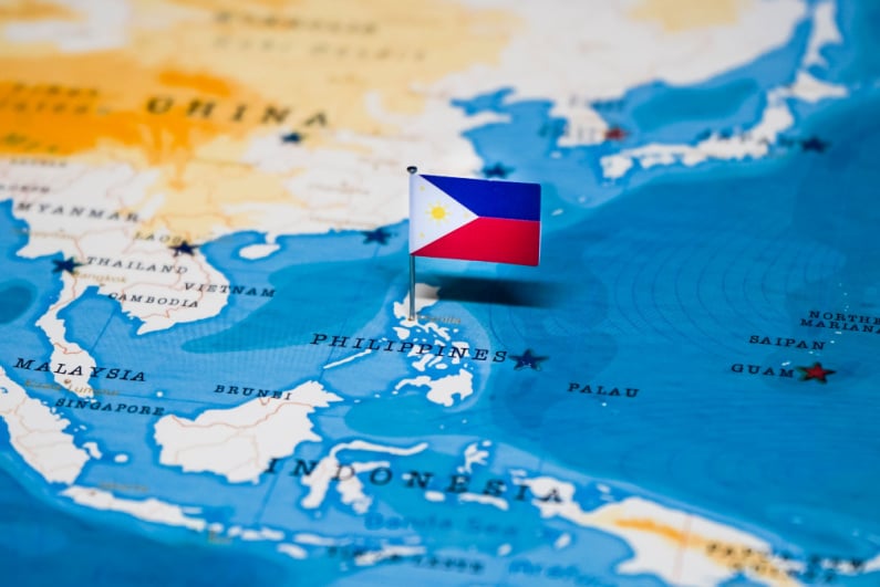 Philippines flag in map