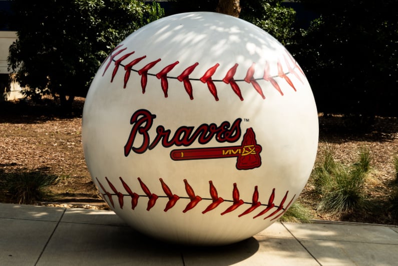 Atlanta Braves logo on huge baseball