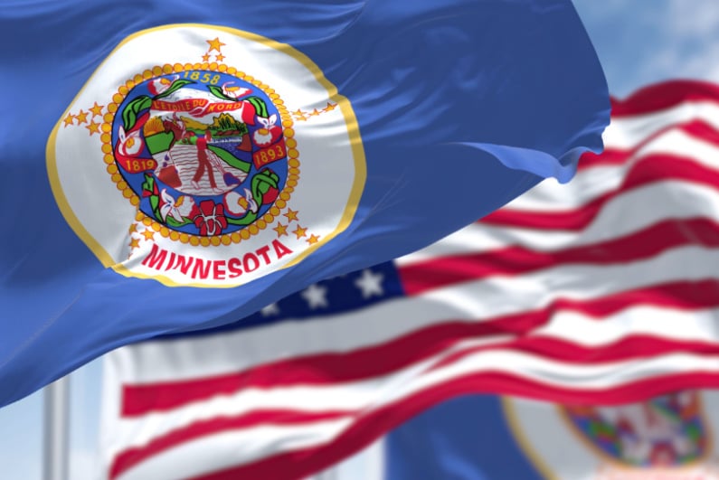 Minnesota and USA flags