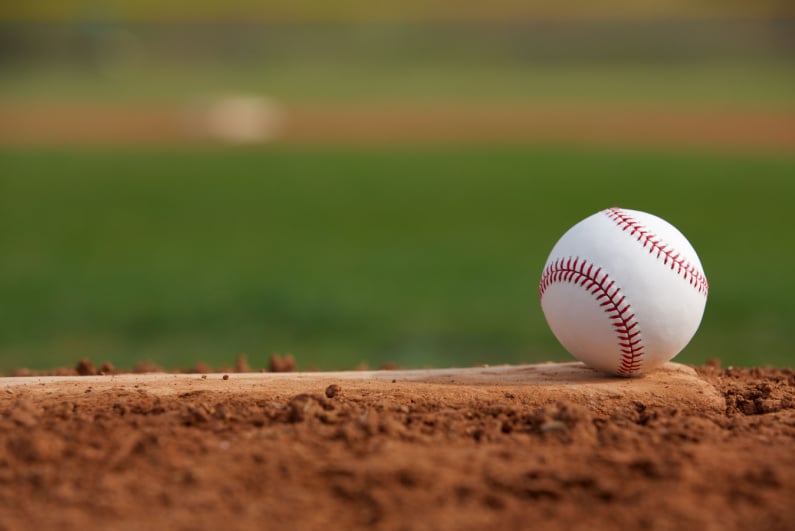 Baseball on the pitcher's mound