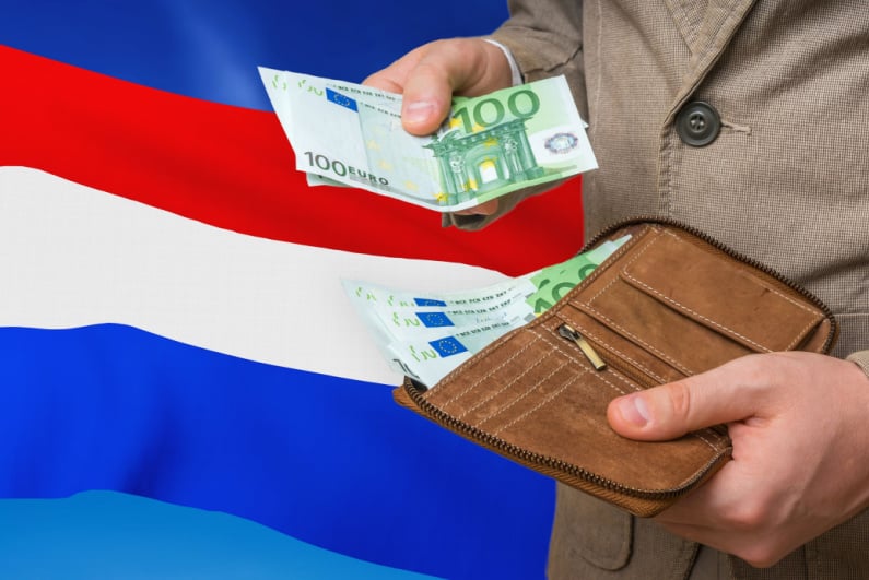 Netherlands flag and man with money