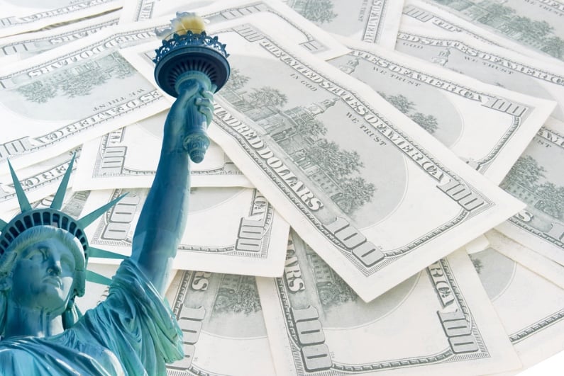 Statue of Liberty with money